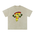 Pizza Zombie Snow Washed Oversized Cotton T-Shirt