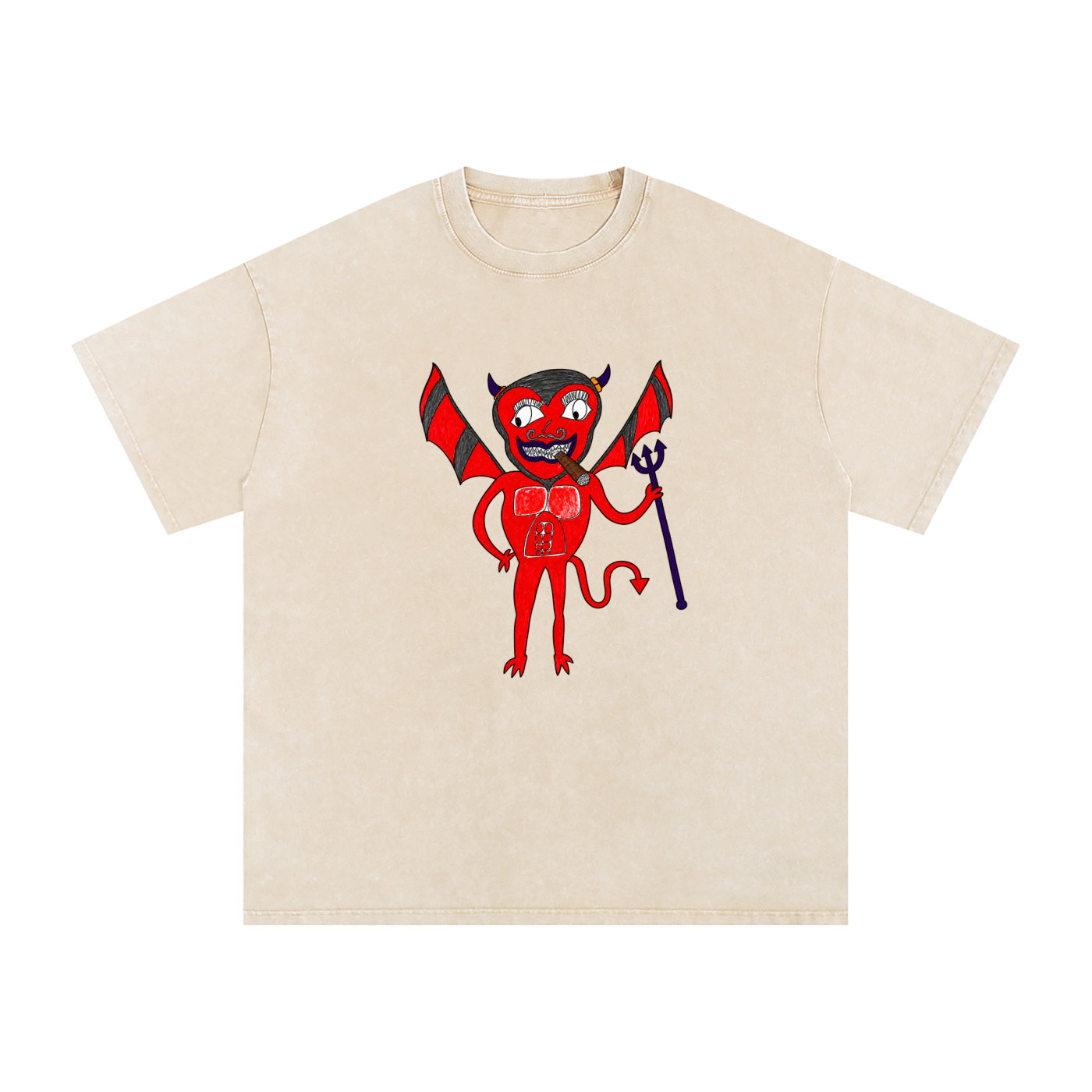 Devil Man  Snow Washed Oversized Cotton T-Shirt