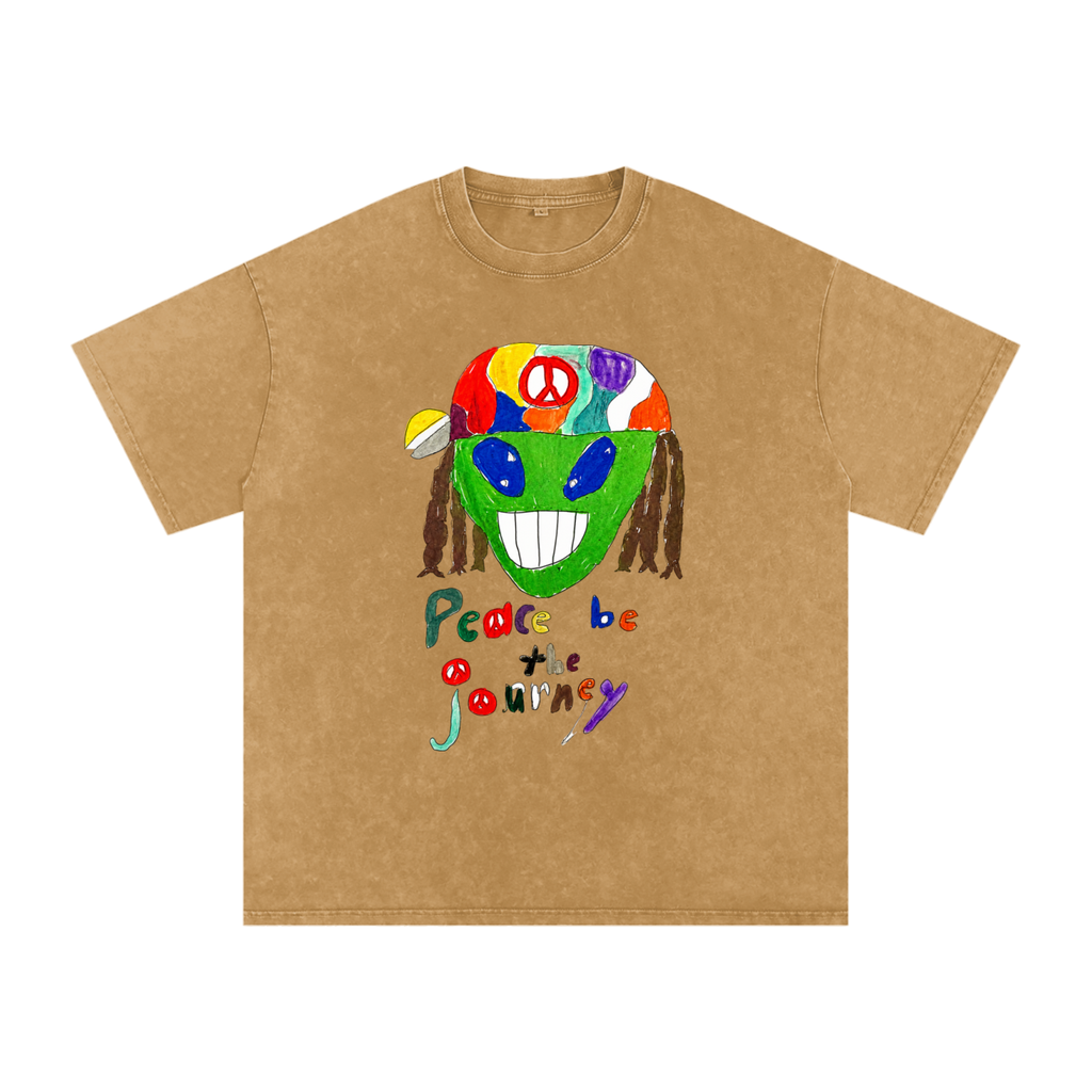 Peace Be The Journey Snow Washed Oversized Cotton T-Shirt