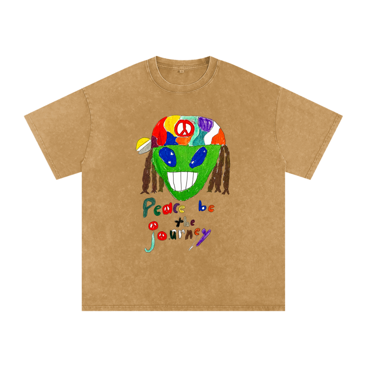 Peace Be The Journey Snow Washed Oversized Cotton T-Shirt