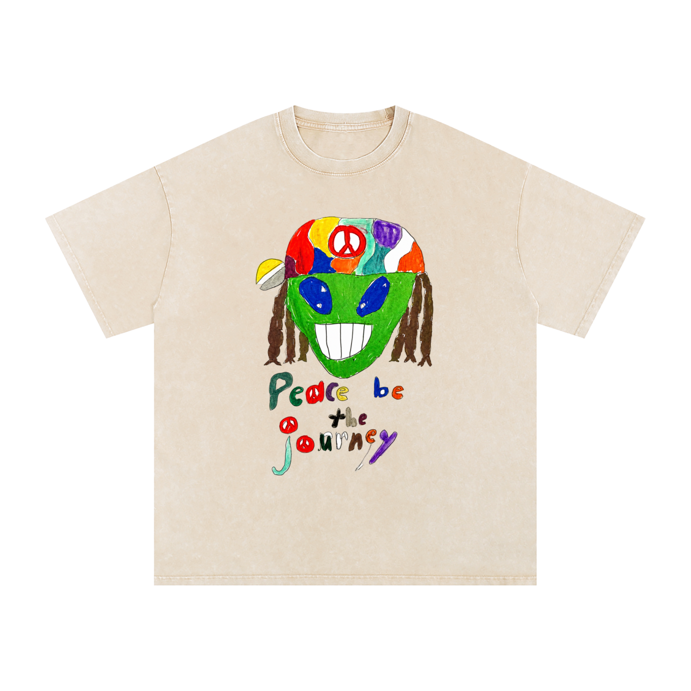 Peace Be The Journey Snow Washed Oversized Cotton T-Shirt