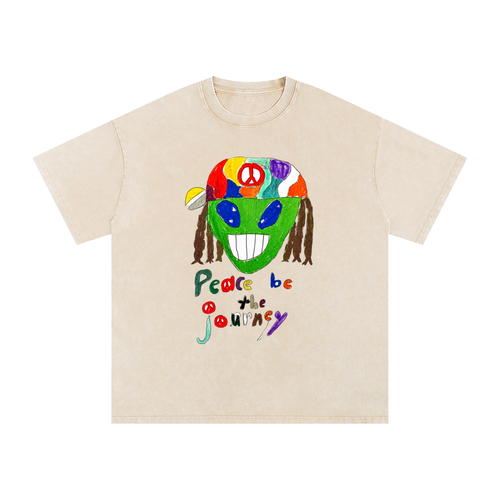 Peace Be The Journey Snow Washed Oversized Cotton T-Shirt