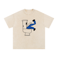 Toilet Monster Tee Snow Washed Oversized Cotton T-Shirt