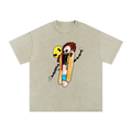 Hot Dog Werewolf Snow Washed Oversized Cotton T-Shirt
